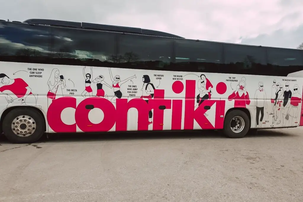 my Contiki Ski Austria pink coach from London to Austria