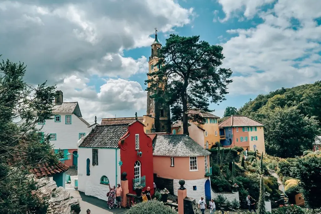 The Italianate village of Portmeirion where it looks like Italy but you're really in North Wales. The colours are simply beautiful.