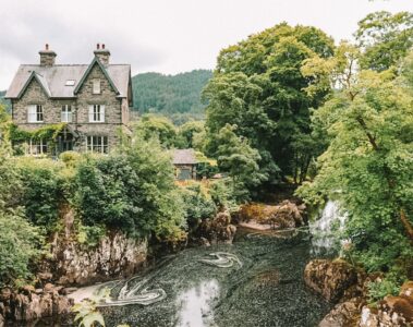 the village of betws-y-coed in north wales from point y pair bridge